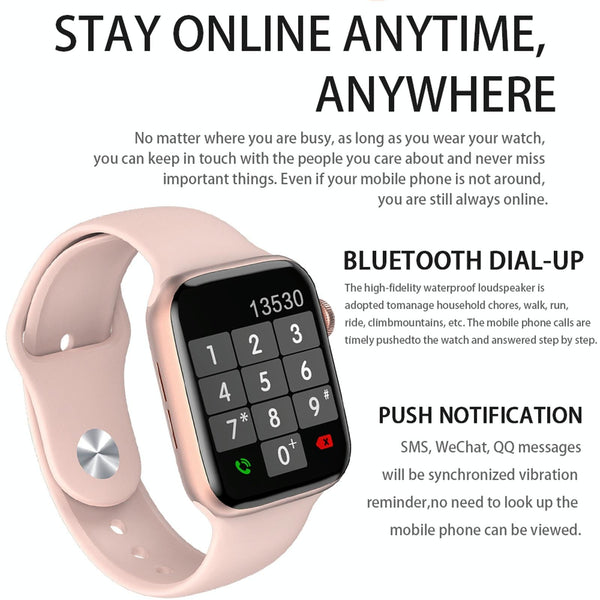 1.75 Inch Full Screen Ip67 Waterproof Smartwatch With Sleep Heart Rate & Bt Call Blue Smart Watches