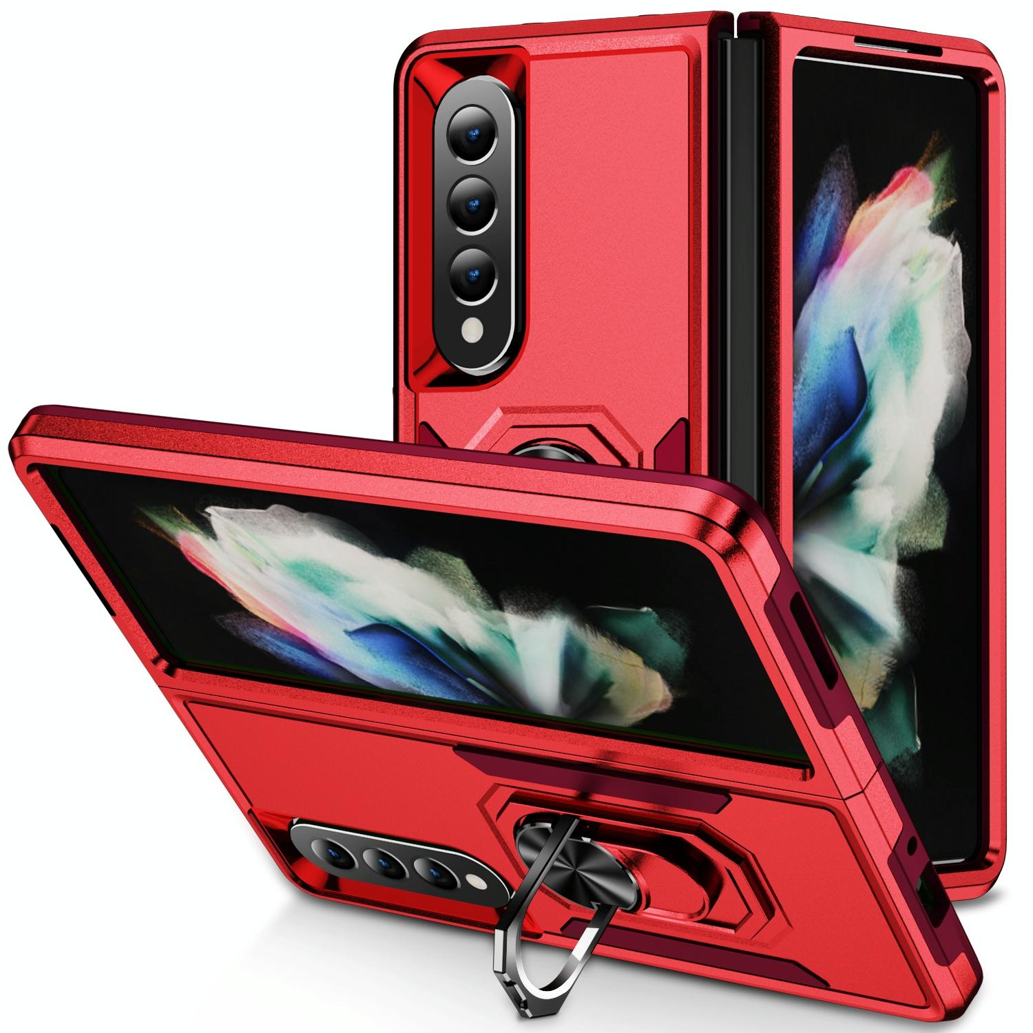Shockproof Case With Holder Pc Tpu For Samsung Galaxy Z Fold4 5G Red Rose Cases Covers & Skins