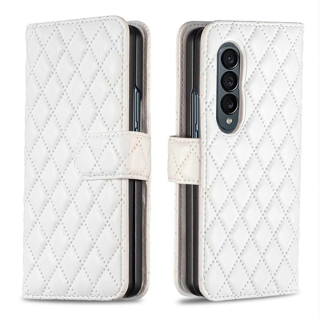For Samsung Galaxy Z Fold4 5G Diamond Lattice Flip Wallet Case White Cases Covers & Skins