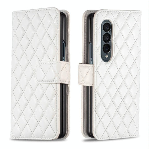 For Samsung Galaxy Z Fold4 5G Diamond Lattice Flip Wallet Case White Cases Covers & Skins