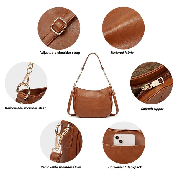 Leather Crossbody Bag Large Capacity Brown Women's Bags & Handbags