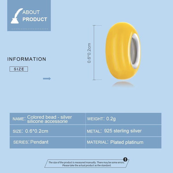 925 Sterling Silver Silicone Beads For Diy Bracelets & Necklaces Yellow Charms & Pendants