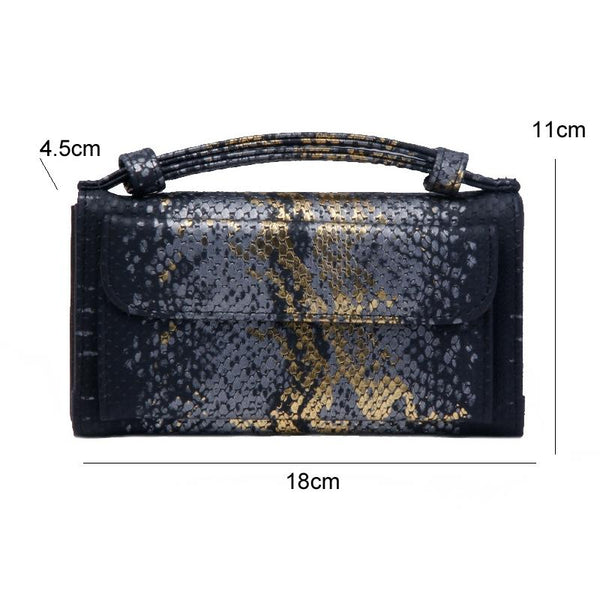 Snake Sequins Print Wrist Bag Multifunctional Chain One Shoulder Diagonal Wallet Gray Wallets