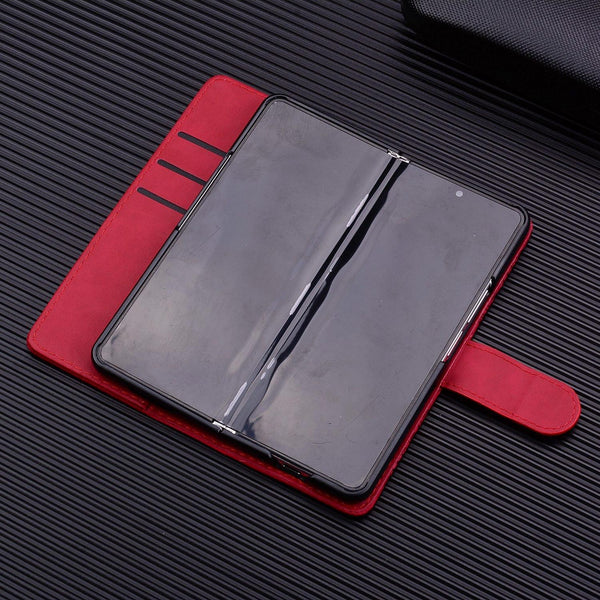 For Samsung Galaxy Z Fold4 5G Dual Mandala Leather Case Embossed Design Red Cases Covers & Skins