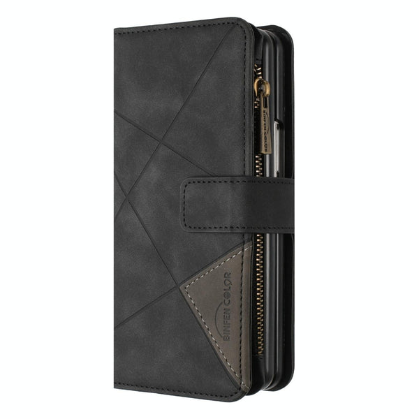 For Samsung Galaxy Z Fold4 5G Leather Zip Wallet With Rhombus Texture Blue Cases Covers & Skins
