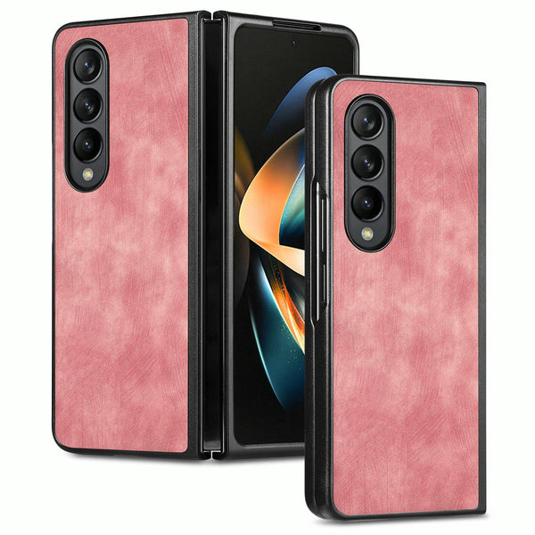 For Samsung Galaxy Z Fold4 5G Pu Back Cover Solid Colour Pink Cases Covers & Skins