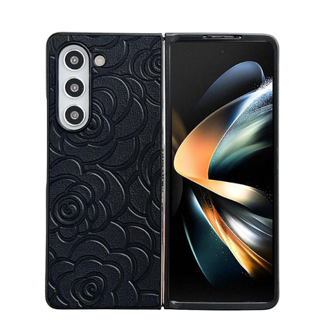 For Samsung Galaxy Z Fold4 5G Floral Print Protective Phone Case Black Cases Covers & Skins