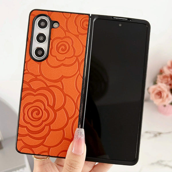 For Samsung Galaxy Z Fold4 5G Floral Print Protective Phone Case Black Cases Covers & Skins
