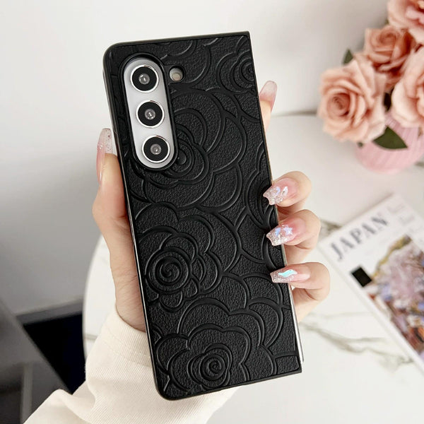 For Samsung Galaxy Z Fold4 5G Floral Print Protective Phone Case Black Cases Covers & Skins