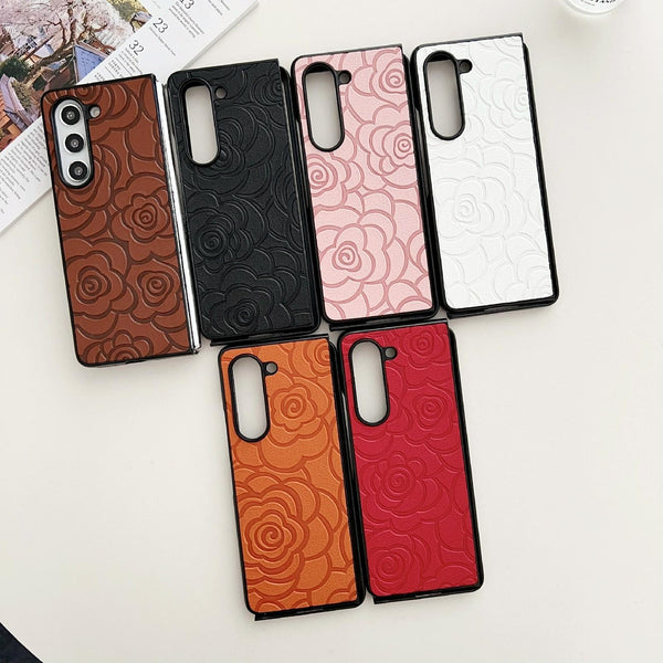 For Samsung Galaxy Z Fold4 5G Floral Print Protective Phone Case Black Cases Covers & Skins