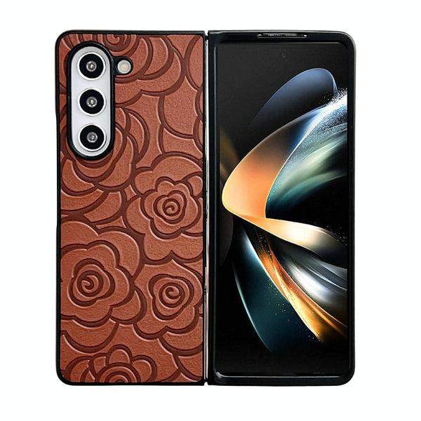 For Samsung Galaxy Z Fold4 5G Floral Print Protective Phone Case Black Cases Covers & Skins
