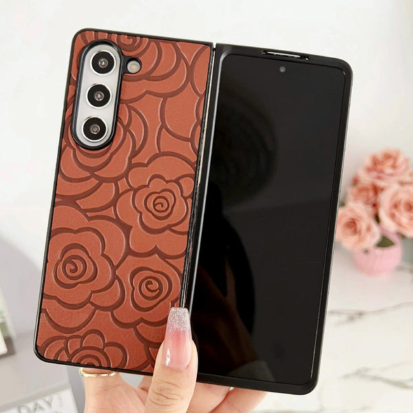 For Samsung Galaxy Z Fold4 5G Floral Print Protective Phone Case Black Cases Covers & Skins
