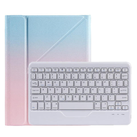 10.2 / 10.5 Inch Bluetooth Keyboard Tablet Case With Triangle Holder & Pen Slot Gradient Pink Laptop Cases & Bags