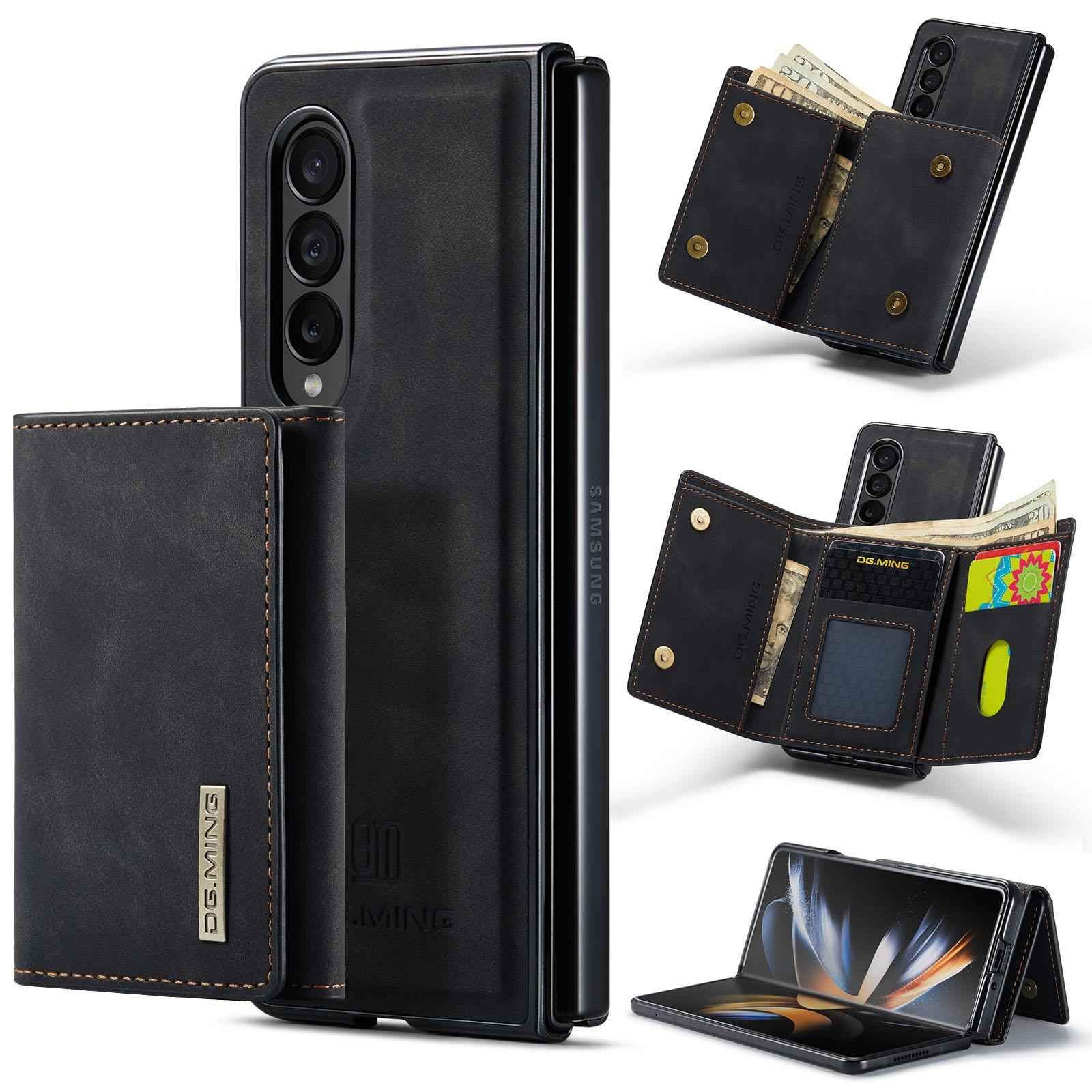 For Samsung Galaxy Z Fold4 5G Wallet Case 3 Multi Card Holder Black Cases Covers & Skins