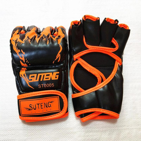 Adult Half Finger Boxing Gloves For Training Orange Gloves Boxing