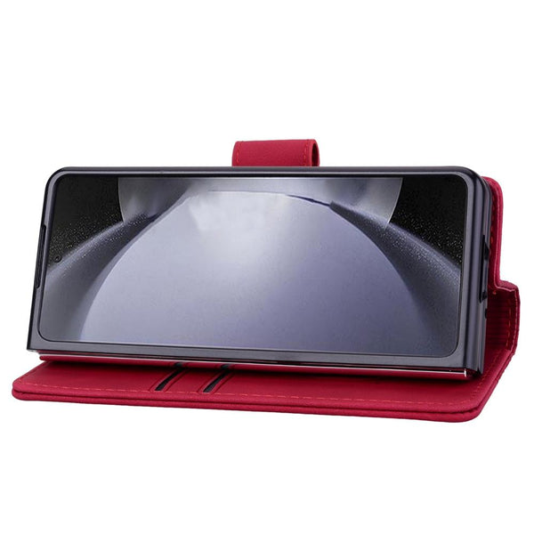 For Samsung Galaxy Z Fold4 5G Leather Phone Case With Diamond Buckle And Lanyard Black Cases Covers & Skins