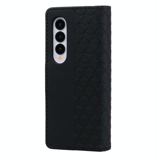For Samsung Galaxy Z Fold4 5G Leather Phone Case With Diamond Buckle And Lanyard Black Cases Covers & Skins