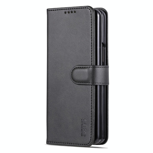 For Samsung Galaxy Z Fold4 5G Leather Phone Case Smooth Calf Texture Black Cases Covers & Skins