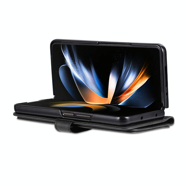 For Samsung Galaxy Z Fold4 5G Leather Phone Case Smooth Calf Texture Black Cases Covers & Skins