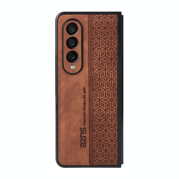 Embossed 3D Skin Texture Phone Case Sleek Design For Samsung Galaxy Z Fold4 5G Brown Other Mobile Accessories