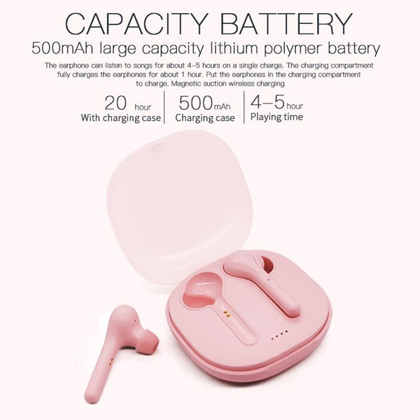 Wireless Stereo Sports Bluetooth Earphones With Charging Box K88 Tws Pink Earbuds