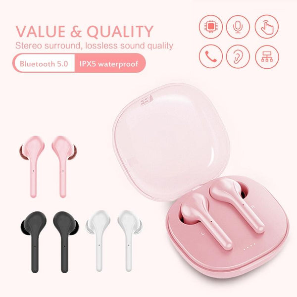 Wireless Stereo Sports Bluetooth Earphones With Charging Box K88 Tws Pink Earbuds