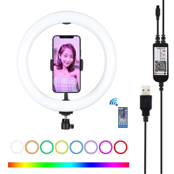 10.2 Usb Rgbw Led Ring Light With Tripod & Remote For Vlogging Photography Pink Other Lighting & Studio