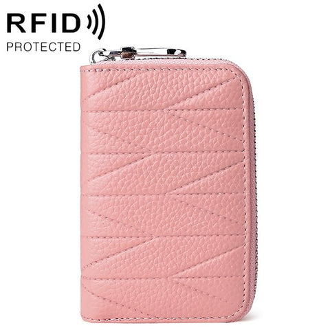 Women Anti Magnetic Leather Rfid Wallet Pink Wallets