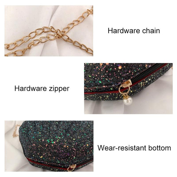 Sequined Shell Crossbody Bag Single Shoulder Fashion Accessory Pink Women's Bags & Handbags