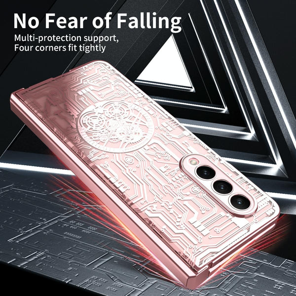 For Samsung Galaxy Z Fold4 5G Foldable Electroplated Phone Case Mechanical Legend 4. Blue Other Mobile Accessories