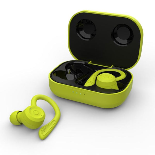 Waterproof T20 Tws Bluetooth Earphones With Charging Box And Noise Cancelling Hooks Green Earbuds