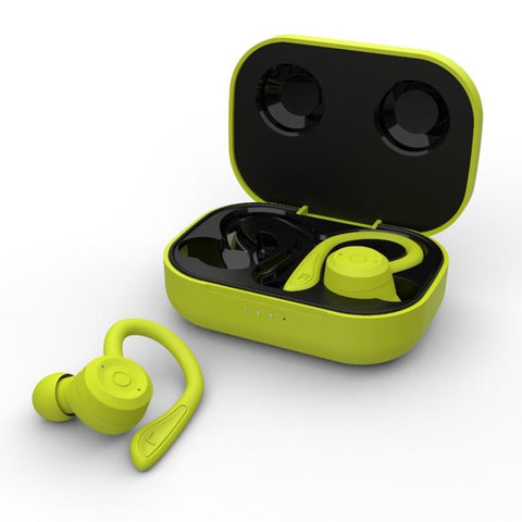 Waterproof T20 Tws Bluetooth Earphones With Charging Box And Noise Cancelling Hooks Green Earbuds