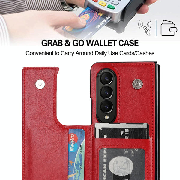 For Samsung Galaxy Z Fold4 5G Double Buckle Foldable Phone Case With Pen Slot Brown Cases Covers & Skins