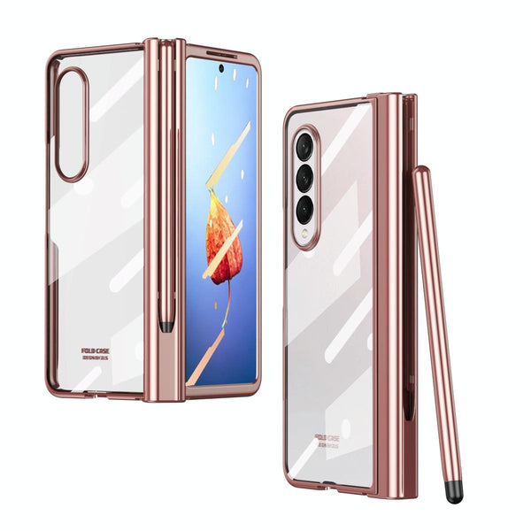 For Samsung Galaxy Z Fold4 5G Case With Pen Slot Electroplated Full Body Transparent Cases Covers & Skins