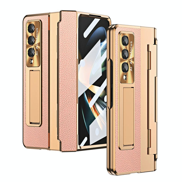 For Samsung Galaxy Z Fold4 5G Full Coverage Phone Case With Hinge Integrated Design Gold Pink Other Mobile Accessories