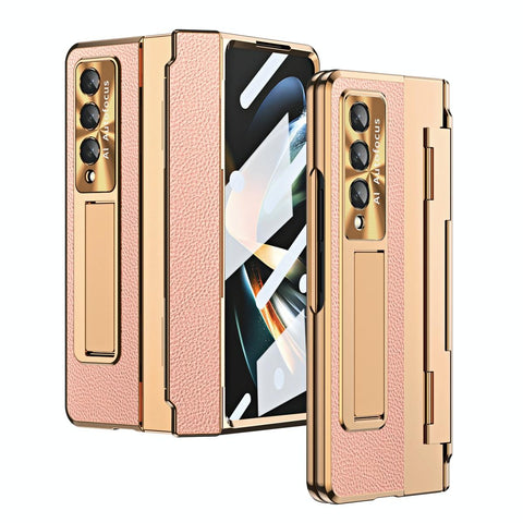 For Samsung Galaxy Z Fold4 5G Full Coverage Phone Case With Hinge Integrated Design Gold Pink Other Mobile Accessories