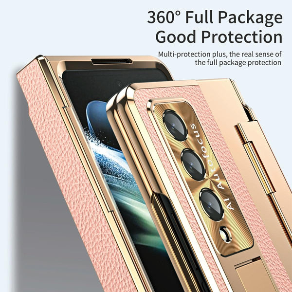 For Samsung Galaxy Z Fold4 5G Full Coverage Phone Case With Hinge Integrated Design Gold Pink Other Mobile Accessories