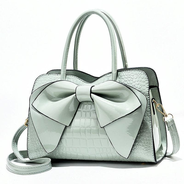 Leather Ladies Handbag Bright Bow Design Light Green Women's Bags & Handbags