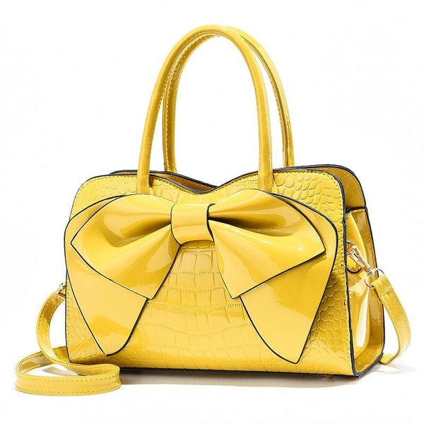 Leather Ladies Handbag Bright Bow Design Light Green Women's Bags & Handbags