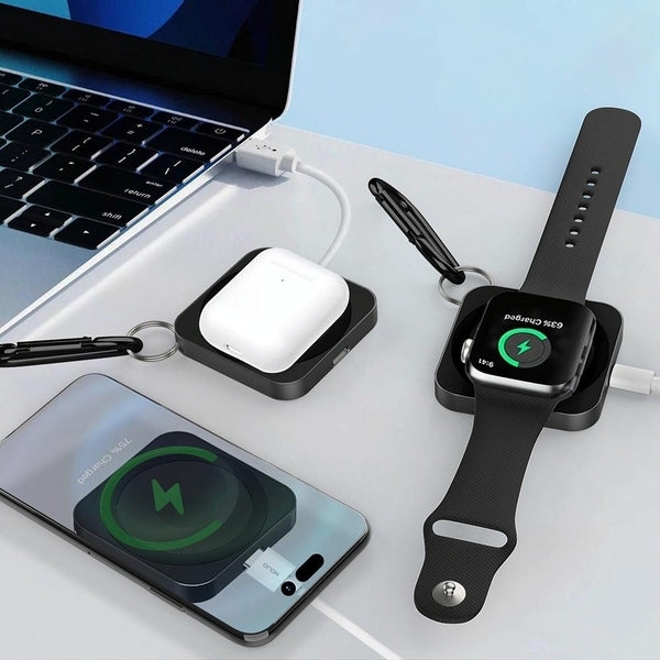 3 In 1 Wireless Charger For Iphone Airpods And Iwatch Silver Chargers & Cradles