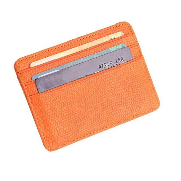 Lizard Pattern Pu Leather Card Holder Compact Bank Set Orange Wallets