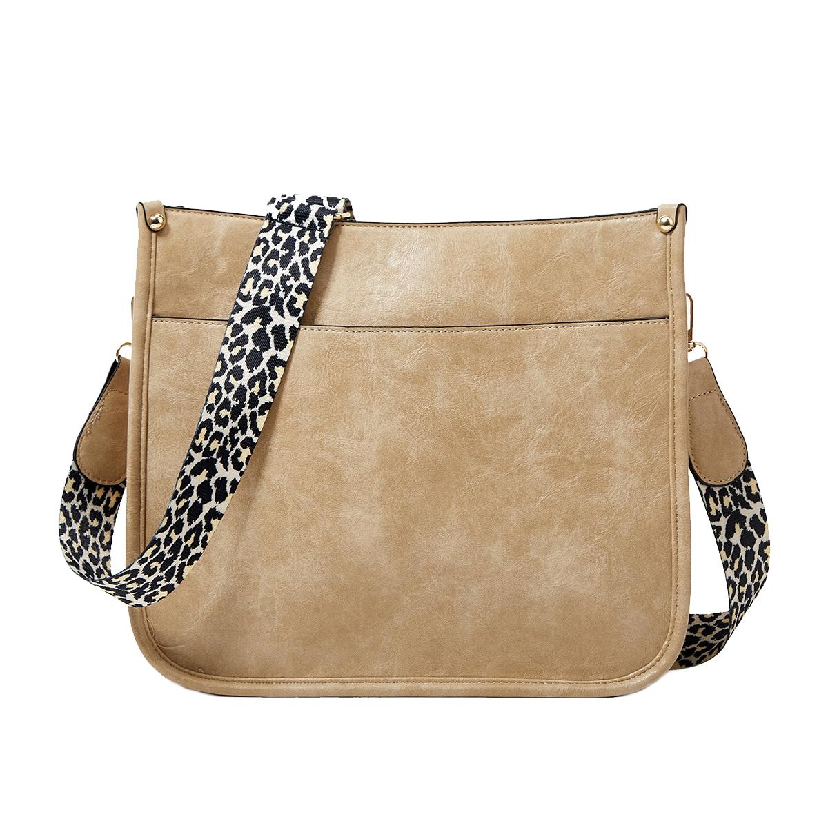 Leopard Print Waterproof Crossbody Tote Bag Khaki Women's Bags & Handbags