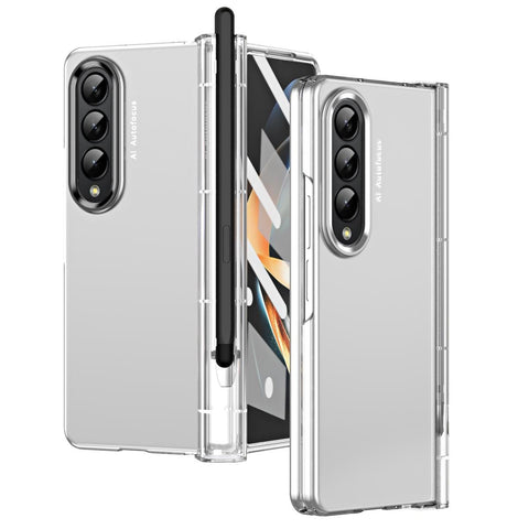For Samsung Galaxy Z Fold4 5G Hinge Flip Case Two Tone Contact Lens Transparent Cases Covers & Skins