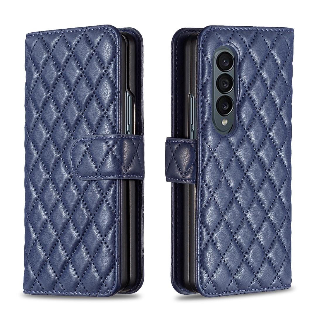 For Samsung Galaxy Z Fold4 5G Diamond Lattice Flip Wallet Case Blue Cases Covers & Skins