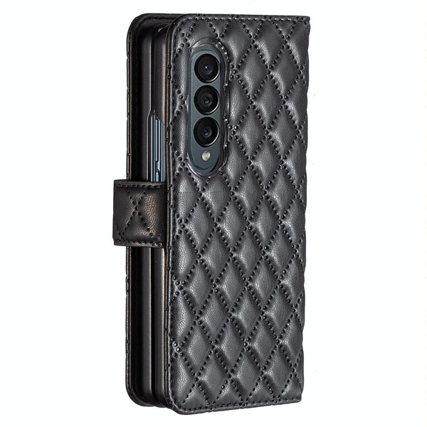 For Samsung Galaxy Z Fold4 5G Diamond Lattice Flip Wallet Case Blue Cases Covers & Skins