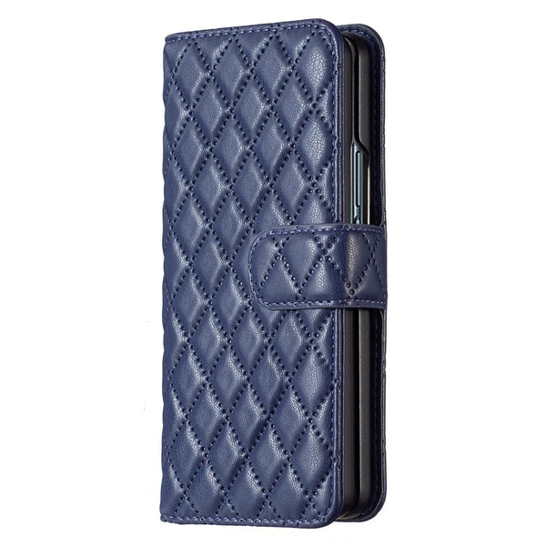 For Samsung Galaxy Z Fold4 5G Diamond Lattice Flip Wallet Case Blue Cases Covers & Skins