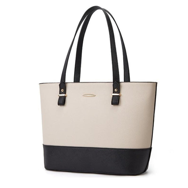 Large Capacity Fashion Handbag With Diagonal Design And Letter Detail Purple Black Women's Bags & Handbags