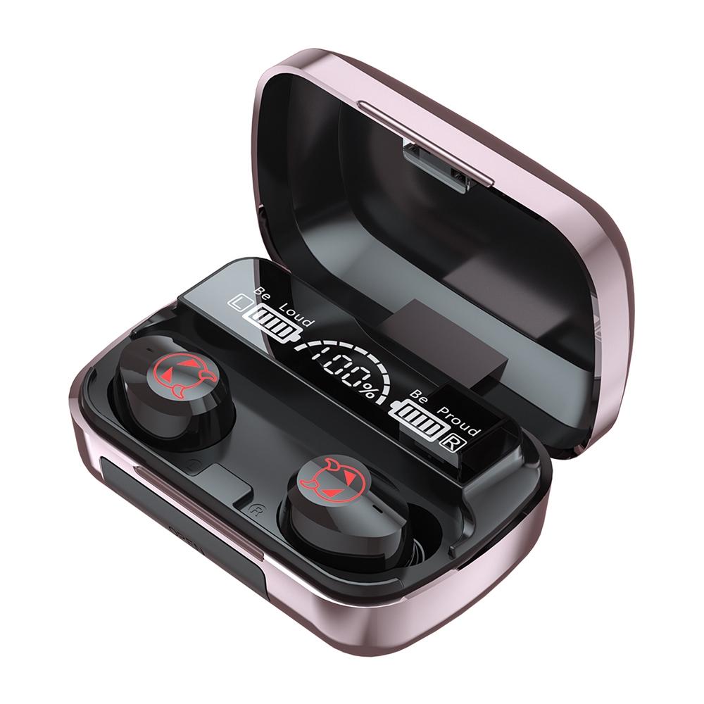 Intelligent Noise Reduction Bluetooth Earphones With Touch Control And Battery Display Pink Earbuds