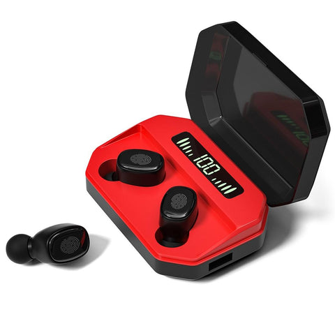Wireless Bluetooth 5.0 With Touch Display & Charging Case Red Earbuds
