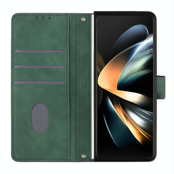 Embossed Leather Flip Crossbody Phone Case 3D Design For Samsung Galaxy Z Fold4 5G Brown Other Mobile Accessories